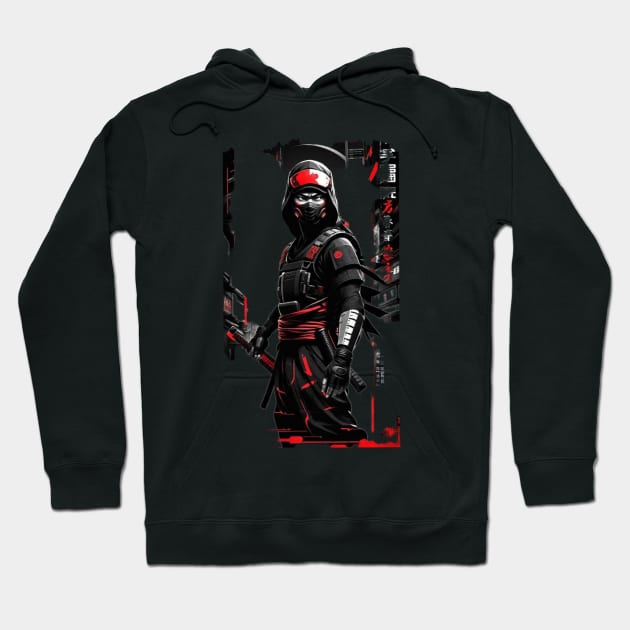 Japanese Ninja - Cyber Style Hoodie by pibstudio. 